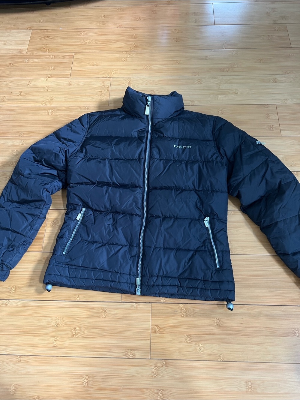 Bebe Sport BBSP Women's Medium Black Down Filled Winter Puffer Jacket Coat Vtg